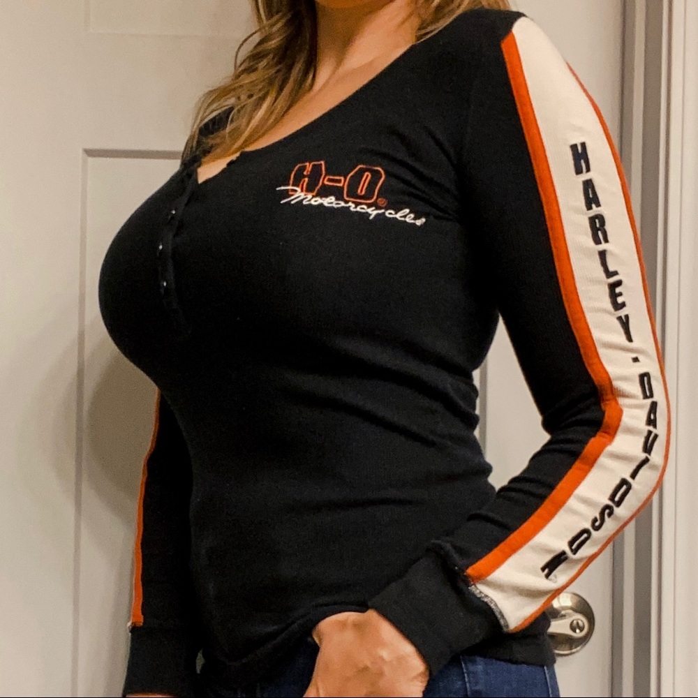 Vintage Look - Harley Davidson Ribbed Henley